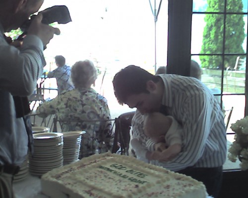 Matthew testing the cake