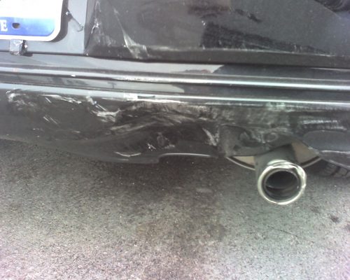 Jamie's 2006 Acura RSX after rear end accident Bumper and exchaust damage