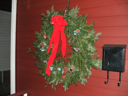 Larger wreath on the front of our house.