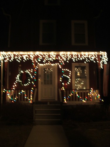 Christmas lights on the house