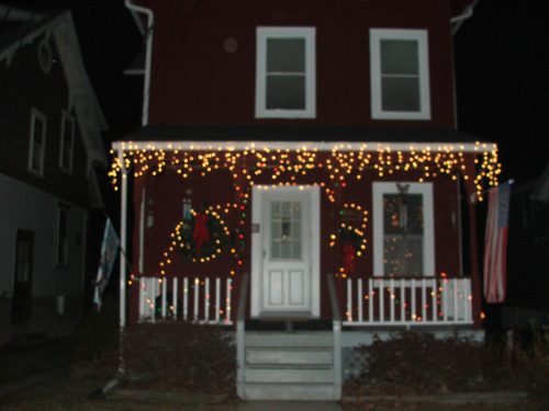 Christmas lights on the house