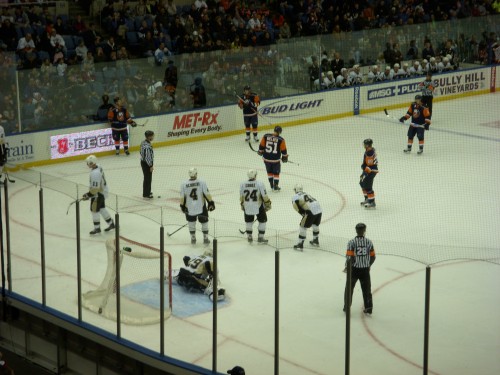 Waiting for ice girls to finish shoveling the ice