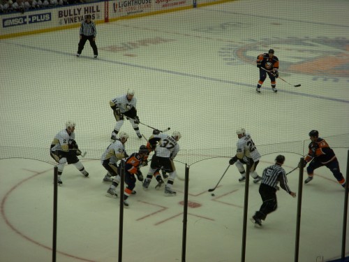 Faceoff down near Pittsburgh's end