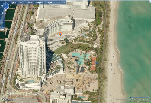 Fontainebleau Restort Miami Beach Virtual Earth Birds Eye View