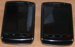 Pair of Verizon BlackBerry Storm 9530 smartphones