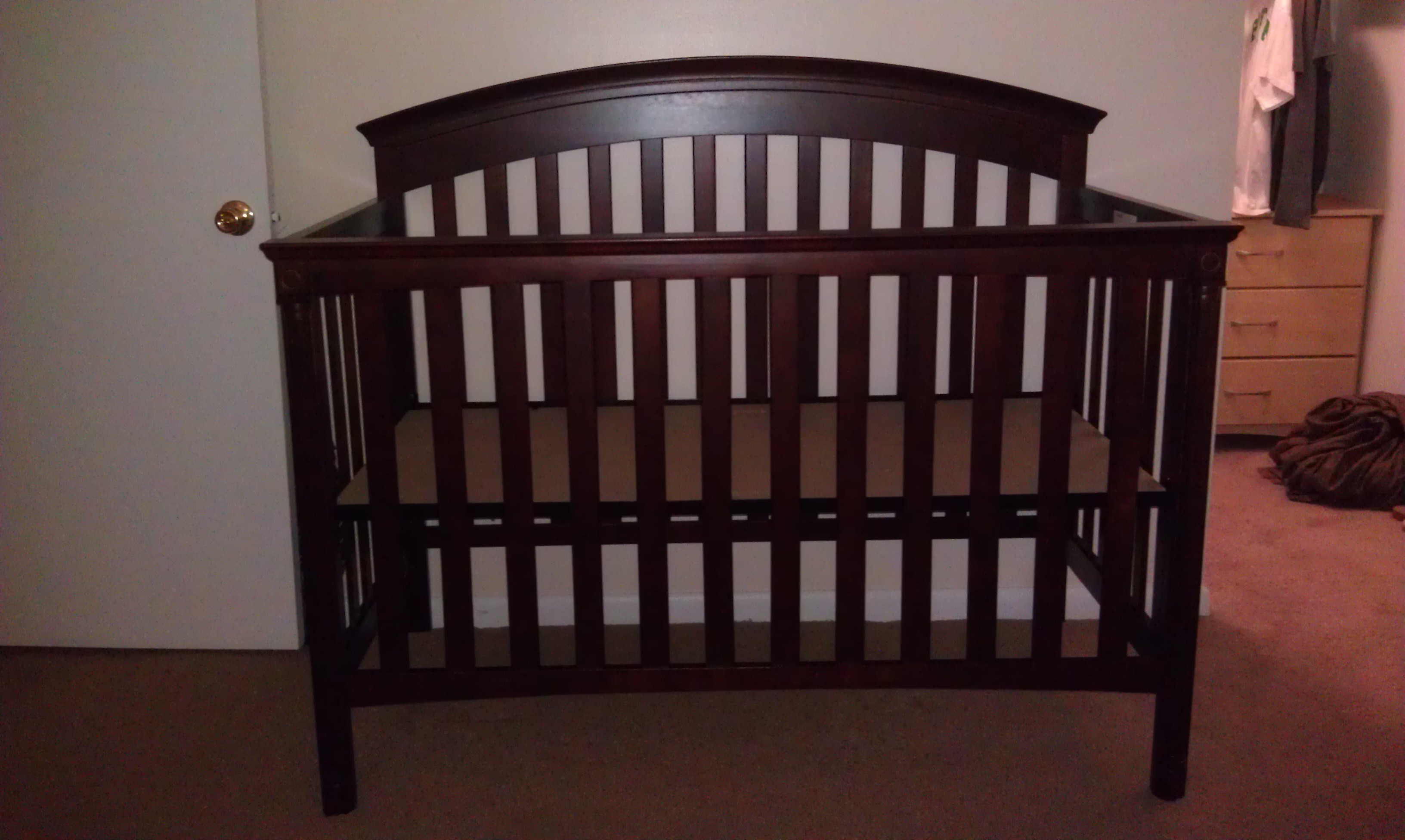 dark cherry wood crib