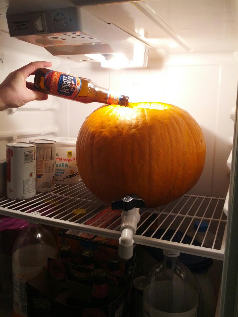 Filling the pumpkin keg