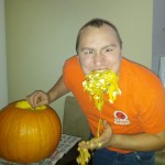 Juston eating pumpkin guts